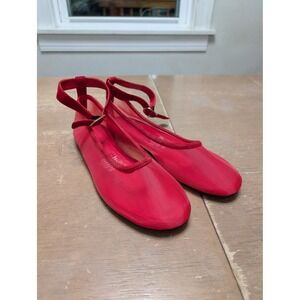 J. Crew Andi ankle-strap ballet flats in‎ mesh Women's Shoes 7.5 red romance